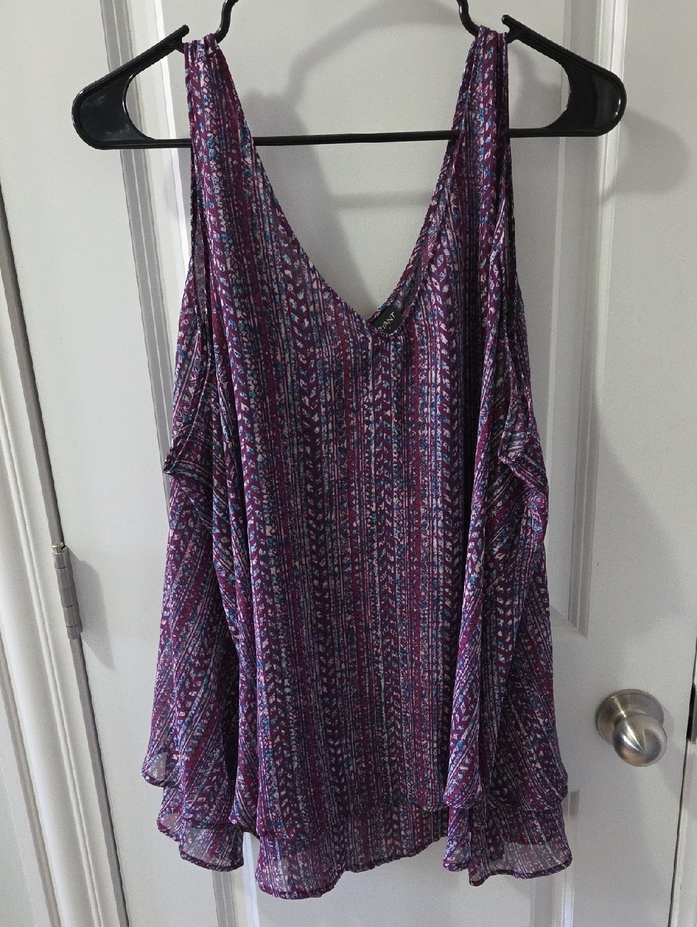 Lane Bryant Purple Printed Sleeveless V-Neck Tank